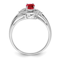Sterling Silver Rhodium Plated Diamond & Ruby Ring view 2
