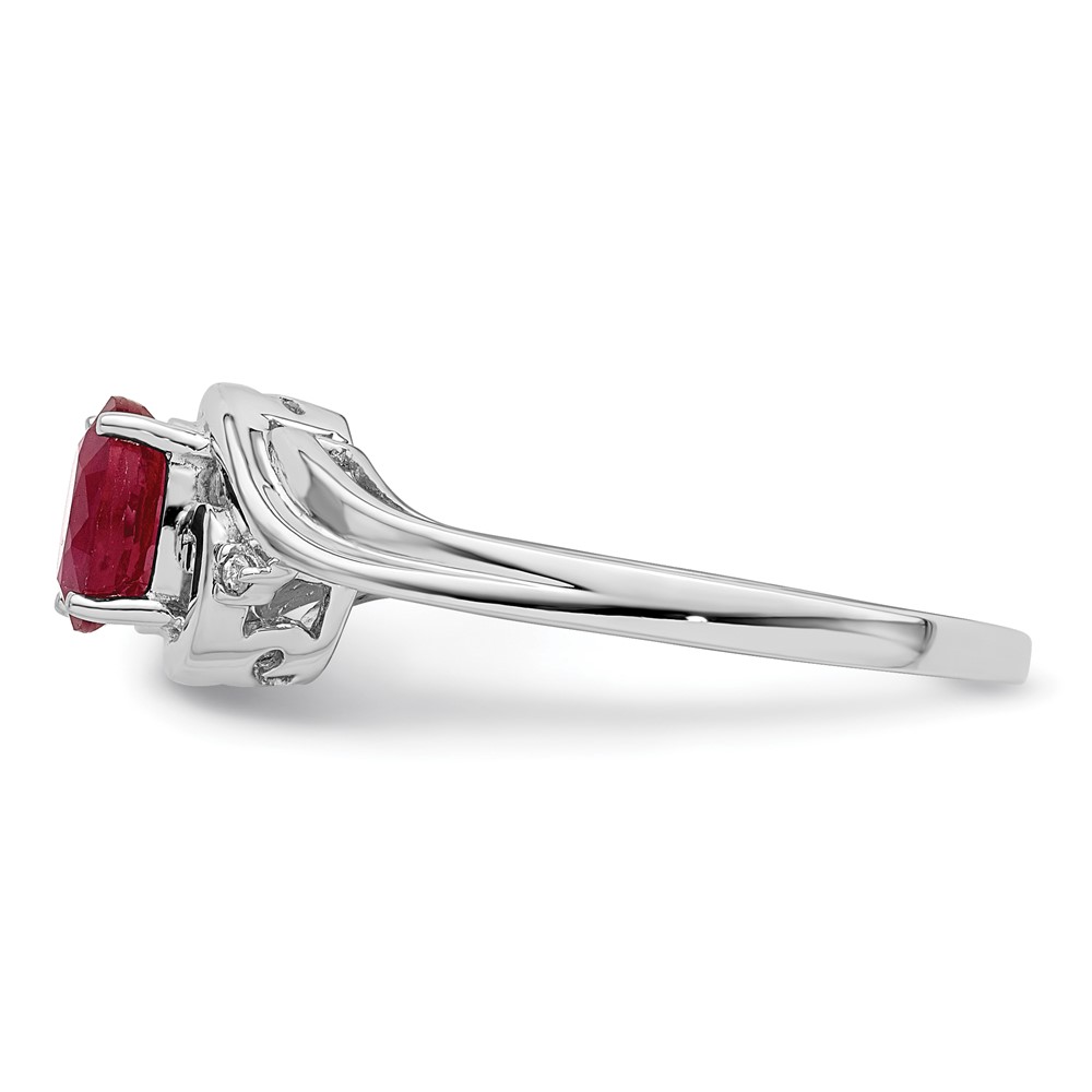 Sterling Silver Rhodium Plated Diamond & Ruby Ring (QR4504R-8)