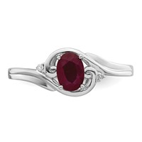 Sterling Silver Rhodium Plated Diamond & Ruby Ring view 5
