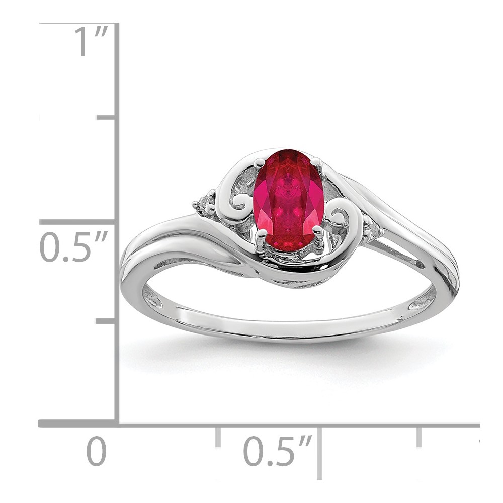 Sterling Silver Rhodium Plated Diamond & Ruby Ring (QR4504R-8)