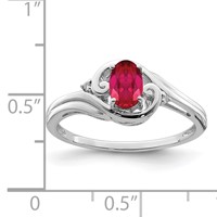 Sterling Silver Rhodium Plated Diamond & Ruby Ring view 3