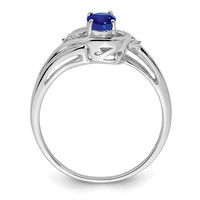 Sterling Silver Rhodium Plated Diamond & Sapphire Ring view 2