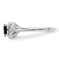 Sterling Silver Rhodium Plated Diamond & Sapphire Ring view 3