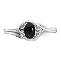 Sterling Silver Rhodium Plated Diamond & Sapphire Ring view 5