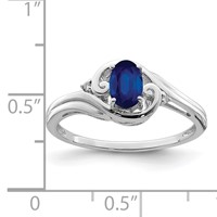 Sterling Silver Rhodium Plated Diamond & Sapphire Ring view 4