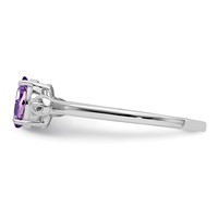 Sterling Silver Rhodium Plated Diamond and Amethyst Oval Ring view 3