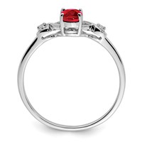 Sterling Silver Rhodium Plated Diamond and Oval Ruby Ring view 2