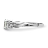 Sterling Silver Rhodium Plated Diamond & Aquamarine Oval Ring view 3