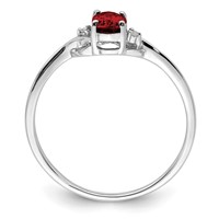 Sterling Silver Rhodium Plated Diamond and Garnet Oval Ring view 2