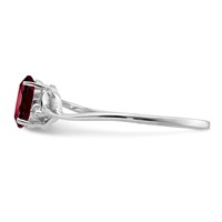 Sterling Silver Rhodium Plated Diamond and Garnet Oval Ring view 4