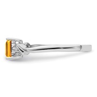 Sterling Silver Rhodium Plated Diamond & Citrine Square Ring view 4