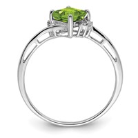 Sterling Silver Rhodium Plated Diamond & Peridot Square Ring view 2