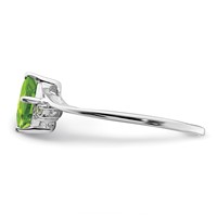 Sterling Silver Rhodium Plated Diamond & Peridot Square Ring view 4