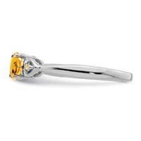 Sterling Silver Rhodium Plated Diamond and Citrine Round Ring view 4