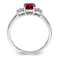 Sterling Silver Rhodium Plated Diamond and Garnet Ring view 2