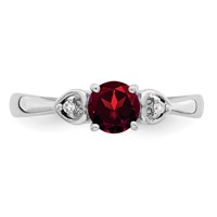 Sterling Silver Rhodium Plated Diamond and Garnet Ring view 5