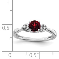 Sterling Silver Rhodium Plated Diamond and Garnet Ring view 3