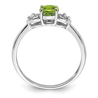 Sterling Silver Rhodium Plated Diamond and Peridot Round Ring view 2