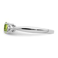Sterling Silver Rhodium Plated Diamond and Peridot Round Ring view 4
