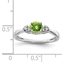 Sterling Silver Rhodium Plated Diamond and Peridot Round Ring view 3