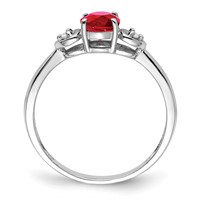 Sterling Silver Rhodium Plated Diamond and Ruby Ring view 2