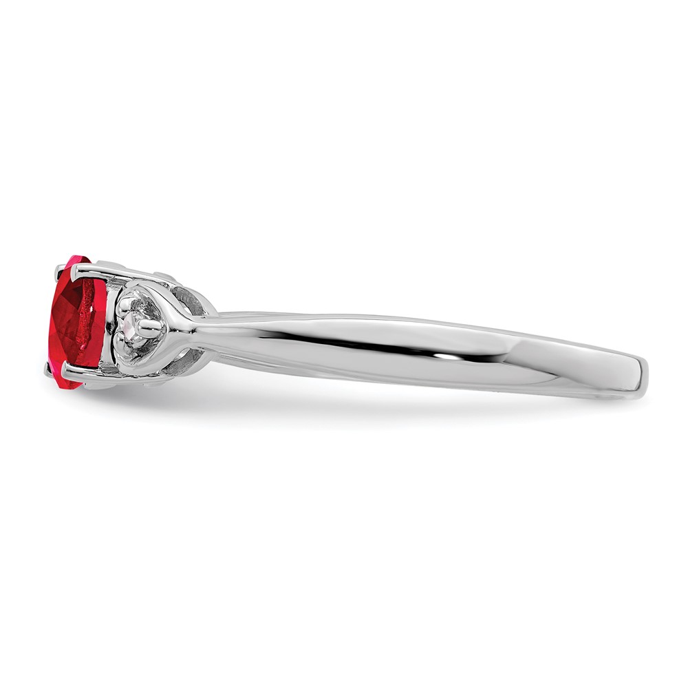 Sterling Silver Rhodium Plated Diamond and Ruby Ring (QR4511R-7)