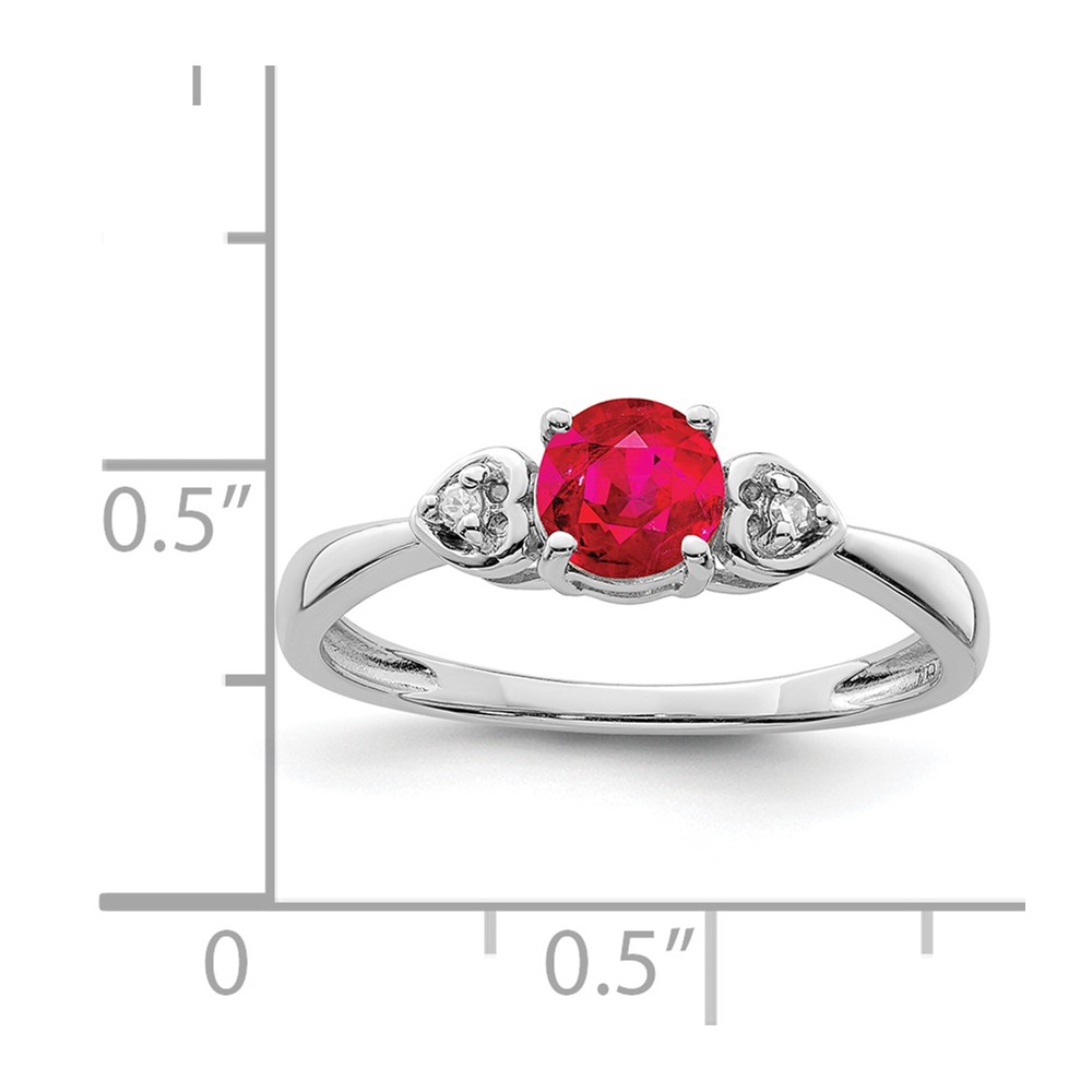 Sterling Silver Rhodium Plated Diamond and Ruby Ring (QR4511R-7)