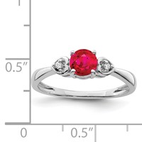 Sterling Silver Rhodium Plated Diamond and Ruby Ring view 3