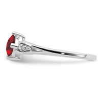Sterling Silver Rhodium Plated Diamond and Garnet Cushion Ring view 4