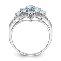 Sterling Silver Rhodium Aquamarine Ring view 2