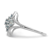 Sterling Silver Rhodium Aquamarine Ring view 3