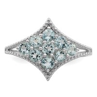 Sterling Silver Rhodium Aquamarine Ring view 5