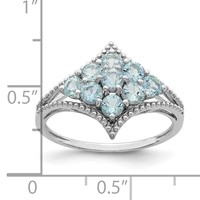 Sterling Silver Rhodium Aquamarine Ring view 4