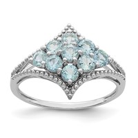 Sterling Silver Rhodium Aquamarine Ring view 1