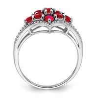 Sterling Silver Rhodium-plated Created Ruby Ring view 2
