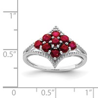 Sterling Silver Rhodium-plated Created Ruby Ring view 3