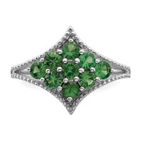 Sterling Silver Rhodium Plated Tsavorite Ring view 5