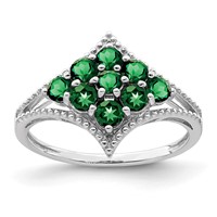 Sterling Silver Rhodium Plated Tsavorite Ring view 1