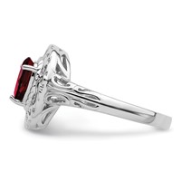 Sterling Silver Rhodium Plated Garnet Teardrop Ring view 4