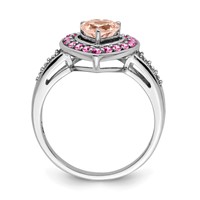Sterling Silver Rhodium Morganite Heart Ring view 2