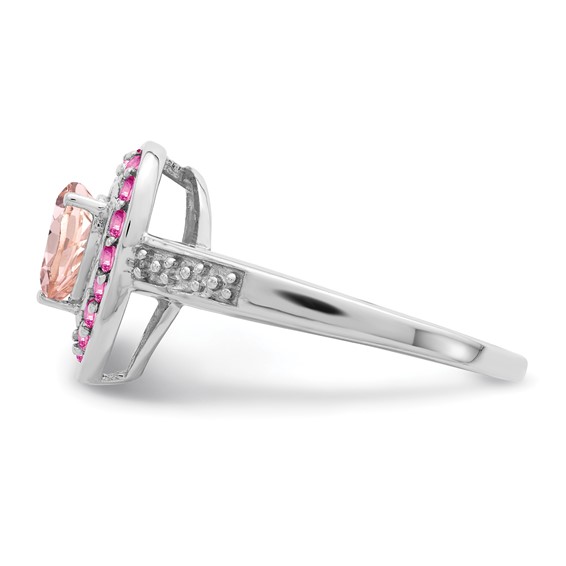 Sterling Silver Rhodium Morganite Heart Ring