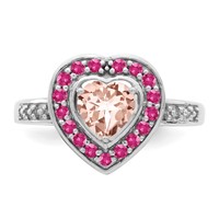 Sterling Silver Rhodium Morganite Heart Ring view 5