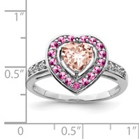 Sterling Silver Rhodium Morganite Heart Ring view 3