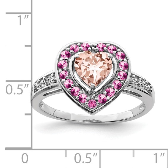 Sterling Silver Rhodium Morganite Heart Ring