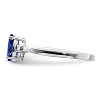 Sterling Silver Rhodium Plated Diamond & Sapphire Oval Ring view 4