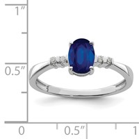 Sterling Silver Rhodium Plated Diamond & Sapphire Oval Ring view 3