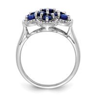 Sterling Silver Rhodium-plated Sapphire Flower Ring view 2