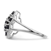 Sterling Silver Rhodium-plated Sapphire Flower Ring view 3