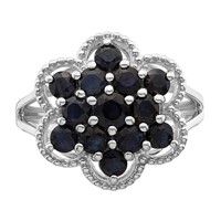 Sterling Silver Rhodium-plated Sapphire Flower Ring view 5