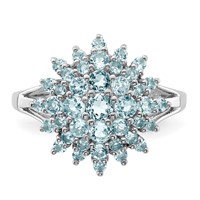 Sterling Silver Rhodium Aquamarine Ring view 5